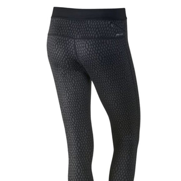 Nike Relay ‎ Leggings Run Fast Live Fearless Cropped Black Grey Polka Dot Size M - Picture 5 of 10